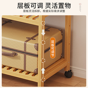 Floor-standing <b>clothes</b> <b>rack</b> for bedroom use, multi-layer adjustable storage, bedside storage, multi-functional bamboo clothing - Product Image 2