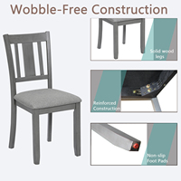 [Livraison US] Ensemble de 4 chaises de salle à manger en bois rembourrées grises au design moderne avec assise rembourrée, expédition rapide depuis les États-Unis, MOQ 1 ensemble