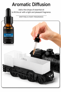 Premium Train Style Essential Oil Diffuser with Flame Effect Dual <b>Mist</b> Mode Auto Shut Off <b>Humidifier</b> - Product Image 6