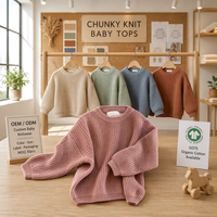Pull-over unisexe en coton épais côtelé pour bébé, col rond, épaules tombantes, coupe oversize, couleur mauve, pour tout-petits et nourrissons, style boutique