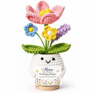 Pianta <span class=keywords><strong>in</strong></span> <span class=keywords><strong>Vaso</strong></span> di Tulipano Fiorito Lavorata all'Uncinetto con Due Piccoli <span class=keywords><strong>Fiori</strong></span>, Pianta <span class=keywords><strong>in</strong></span> <span class=keywords><strong>Vaso</strong></span> di Lavanda Viola, Bambola Tulipano Rosa Fiorita - Product Image 1