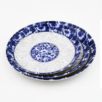 Vintage Blau-Weiß Porzellan Melamin Geschirr-Sets für Gehobene Heimküchen & Boutique-Café-Tische
