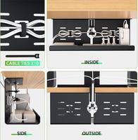 Support de gestion de câbles sous le bureau sans perçage, lot de 2 organiseurs de câbles métalliques avec fixation par pince pour bureau à domicile