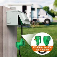 Linsheng NEMA TT-30P to NEMA 14-50R konverter listrik tulang anjing dengan pegangan pemutus 30 Amp sampai 50 Amp RV kabel adaptor untuk RV Camper