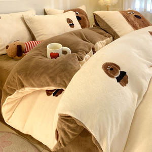 Set Sprei Empat Potong Seri Musim Gugur/Dingin, Bahan Fleece Susu Kartun Tahan Air Gramase Tinggi, Cetak Dua Sisi, Benang Tinggi - Product Image 2