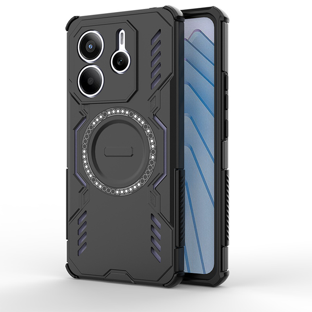 Anti-Shock Armor Phone Case with Heat Dissipation Wireless Charging for Redmi 12 13C 14C 15C A5 K70 K80 Note 13 14 15 Turbo 4