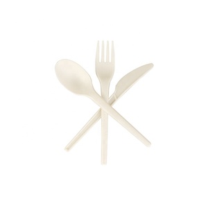 Disposable Sugarcane Bagasse Paper Cutlery Set Biodegradable Dinnerware Compostable Knife Fork And Spoon