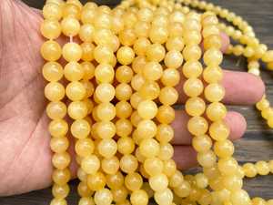 Perles de jade jaune naturel de qualité A, lisses et rondes, de 15 pouces, 2mm 3mm 4mm 6mm 8mm 10mm 12mm, en vrac, vente en gros - Product Image 6