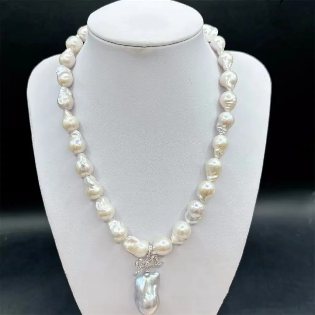 Prezzo all'ingrosso 925 argento Sterling naturale perla d'acqua dolce irregolare perle barocche collane