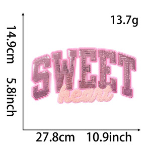 Stock Big Size 28cm Iron on Sequin Embroidered Senior Bow 2025 Sweet Huge Kiss <strong>Wifey</strong> Patch for T-shirt <strong>Hoodies</strong> - Product Image 6