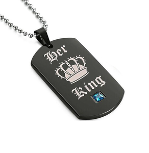 Collier en acier inoxydable, bijou à la mode avec couronne, strass - Product Image 2