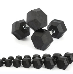 Haltères hexagonaux 5LB-100LB en fonte d'acier recouverts de caoutchouc, équipement de musculation pour la maison, la salle de sport commerciale et l'entraînement de force. - Product Image 1
