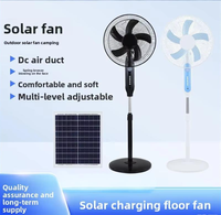 Nouveau ventilateur solaire de sol de 16 pouces 25W, 3 vitesses réglables, oscillant, rechargeable, en plastique, pour usage extérieur et hôtelier