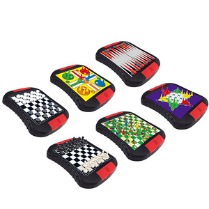 Bàn cờ trò chơi miếng lưu trữ cờ vua Checkers backgammon 6-in-1 trò chơi hội đồng quản trị Bộ cờ vua nhựa cho người lớn và trẻ em