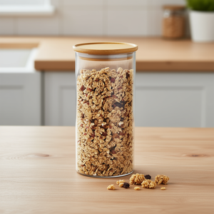 Recipiente de Almacenamiento KESPER de Vidrio con Tapa de Bambú de 1.5L para Cereales, Granola, Uso en la Cocina - Product Image 3