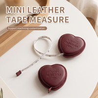Ruban à mesurer miniature promotionnel avec logo personnalisé, en cuir PU, design gravable, ruban rétractable pour la couture et l'artisanat