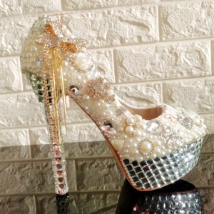 Nuevas Sandalias de Tacón Alto de 10-12 cm con Pedrería, Antideslizantes, Elegantes y Lujosas para Bodas, Banquetes y Fiestas - Product Image 5