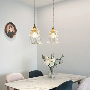 American-Style Brass Lamp Single-Head Glass Chandelier for Hotel Room Living Room Background Wall for Side <b>Table</b> Lighting - Product Image 4