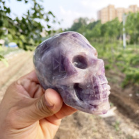 Crâne en Pierre Naturelle Mystique Sculpté en Améthyste Violette Époustouflante – Décoration Énergétique Reiki pour la Méditation