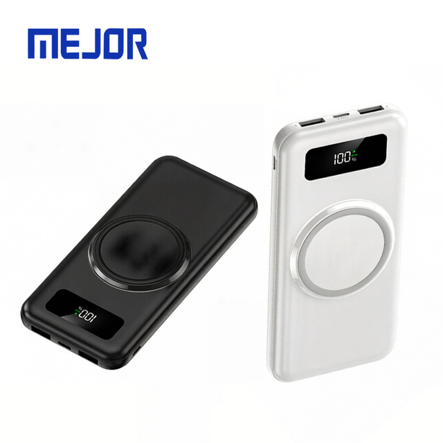 Mobile Charger Built-in 4 Cable Type-C USB C Portable Backup 2-in-1 Wireless Power Bank 20000mAh