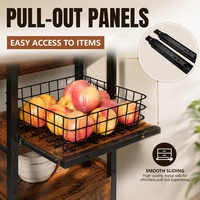 Meuble de rangement 5 niveaux robuste en métal et bois pour micro-ondes, cafetière, assiettes, casseroles et poêles – Entrepôt US