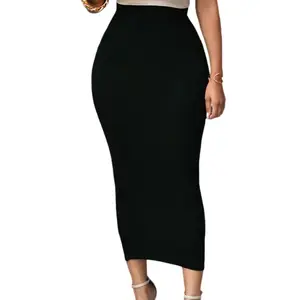 2020 Wholesale Womens Black High stretchy Elastic Waisted Bodycon Maxi Women Long Slim Pencil Skirt