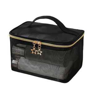 RTS Bulk Mixed Order Seersucker Black Fabric Mesh Makeup Pouch <b>Make</b> <b>up</b> <b>Bag</b> Custom Portable Mesh Cosmetic Pouch Bulk - Product Image 1