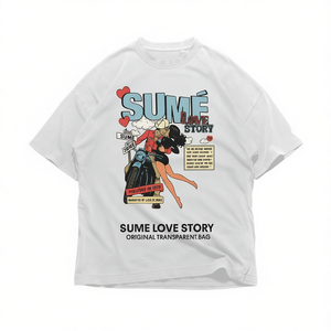 เสื้อยืดลายการ์ตูนวินเทจ Sume Love Story ทรงโอเวอร์ไซส์ สไตล์โรแมนติกยุค 70 เสื้อกราฟิกแนวเรโทร สตรีทแวร์ สำหรับผู้หญิงและผู้ชาย - Product Image 2