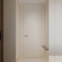 Porte secrète insonorisée sans cadre en bois apprêté blanc, porte dissimulée moderne invisible encastrée avec serrure magnétique