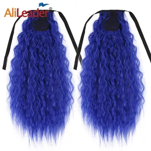 AliLeader Colorful Corn Wave Ponytail Extension Heat Resistant Long Wavy Synthetic Hair Ponytail Black Hairpiece for Women Girls
