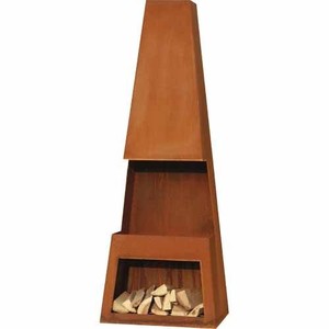 Garden <strong>Outdoor</strong> Warming Corten Steel <strong>Fireplace</strong> &amp; BBQ Grill - Product Image 5