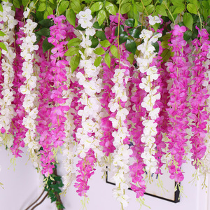 Fleurs de glycine artificielles en soie en gros, fleurs de glycine suspendues, fleurs de glycine blanches préservées, idéales pour la maison et les mariages, produit le plus vendu - Product Image 1
