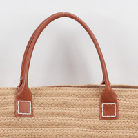 Sac fourre-tout de plage et de marché pour femme, tissé à la main en corde de coton et écorces de maïs naturelles, avec deux poignées, grande capacité et doublure intérieure