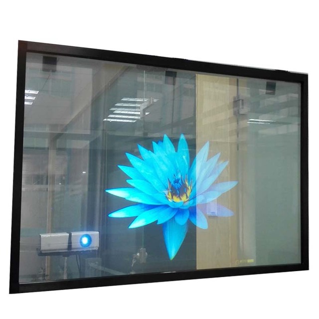 3D Advertising Window Store Glass Holographic Matte White Rear Projection Film/Foil Transparent Back Adhesive 100 Inch 16:9