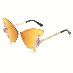 Gafas de Sol de Lujo con Pedrería Brillante para Fiesta, Modelo 2022, Montura Grande sin Aro, Estilo Mariposa, Ojo de Gato, para Mujer - Product Image 6