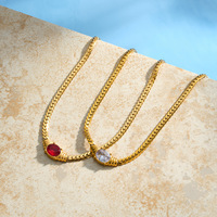 Colliers minimalistes tendance en acier inoxydable avec zircon ovale pour femmes, bijoux plaqués or de haute qualité, vente en gros TGXL14052