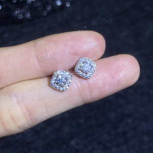 Luxe S925 sterling zilveren miniatuur suikerklontje moissanite diamanten oorringen voor heren en dames - Product Image 4