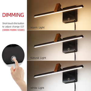 Lampe murale linéaire réglable de haute qualité avec interrupteur tactile, design moderne, pour chambre à coucher, éclairage de miroir noir, intensité variable, pour coiffeuse - Product Image 2