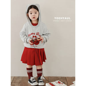 YOEHYAUL 2024 primavera autunno nuova ragazza orecchio tridimensionale <span class=keywords><strong>felpa</strong></span> con <span class=keywords><strong>cappuccio</strong></span> comodo modello ciliegio - Product Image 3