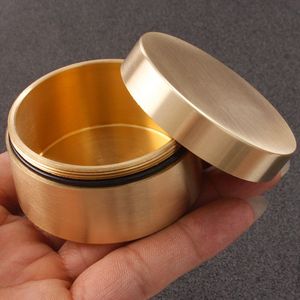 Boîte à thé hermétique en laiton pur de couleur avec logo personnalisé Boîte à pilules portable Boîte de rangement de luxe en laiton doré Bocaux en aluminium CNC pour la cuisine - Product Image 1
