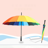 Parapluie Iridescence Automatique 21 21 Pouces 16k Golf Parasol Coupe-Vent Parapluie Arc-en-ciel à Longue Poignée Droite