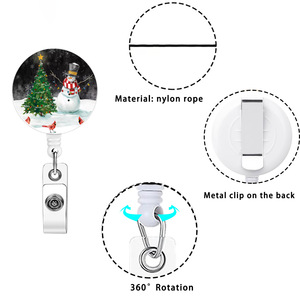 Crystal Santa Claus ID Keychain Snowman Belt <b>Clip</b> Round ABS Employee Badge Easy-Pull <b>Buckle</b> Wholesale - Product Image 4