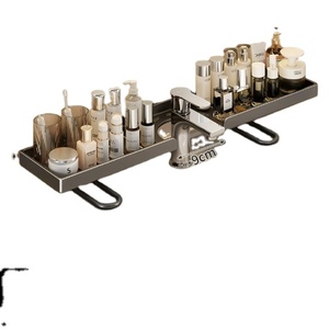 Étagère de salle de bain murale en alliage d'aluminium, rectangulaire, chromée, à un seul niveau, gain de place, 50x30 cm, design minimaliste durable - Product Image 1