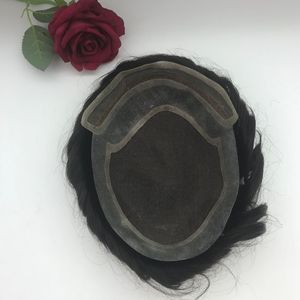 Prothèse capillaire pour <span class=keywords><strong>homme</strong></span> avec boucle frontale à clipser, modèle H038, cheveux raides ou bouclés, entièrement permables - Product Image 2