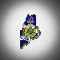 GREPAS GIFTS Épinglette de revers plaquée or en forme de drapeau de l'État du Maine, 1,25 pouce