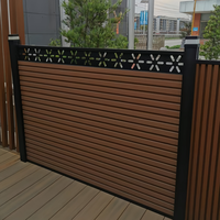 Panneaux de clôture en WPC de 6 pieds avec éclairage LED intégré, cadre en aluminium robuste et antirouille, installation facile, écologiques pour la maison et le jardin