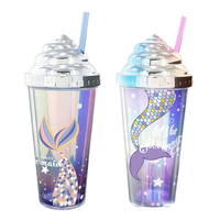 Tasse en plastique écologique à paillettes, avec Logo personnalisé, gobelets en plastique avec paille, couleurs OEM, sans BPA, pièces