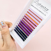 Vente en Gros de Ventilateurs de Cils Pré-faits Couleur 3D 25mm de Haute Qualité, Mélange d'Extensions de Cils Colorés en Faux Vison