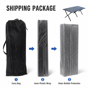 Grande <span class=keywords><strong>table</strong></span> pliante de <span class=keywords><strong>camping</strong></span> et de pique-nique en fer noir à lattes avec base en X et sac de transport - Durable, empilable, portable - Product Image 6