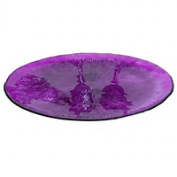 Assiette de présentation en verre violet vif effet rayon de soleil, fuchsia, pour la location de mariage et les banquets (vente en gros)